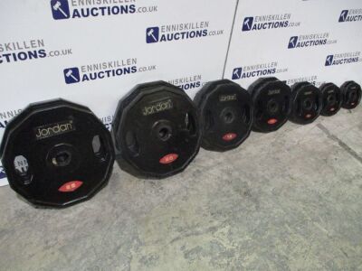 JORDAN HEX RUBBER COVERED OLYMPIC PLATES - 2X25KG, 2X20KG, 2X15KG, 2X10KG, 2X5KG, 2X2.5KG, 2X1.25KG