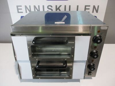 NEW 410mm COMPACT TWIN DECK ELECTRIC PIZZA OVEN ( 8 x 8'' PIZZAS ) ( SINGLE PHASE) 