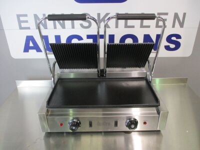 NEW HEAVY DUTY TWIN CONTACT PANINI CONTACT GRILL (RIBBED TOP / FLAT BOTTOM PLATES)
