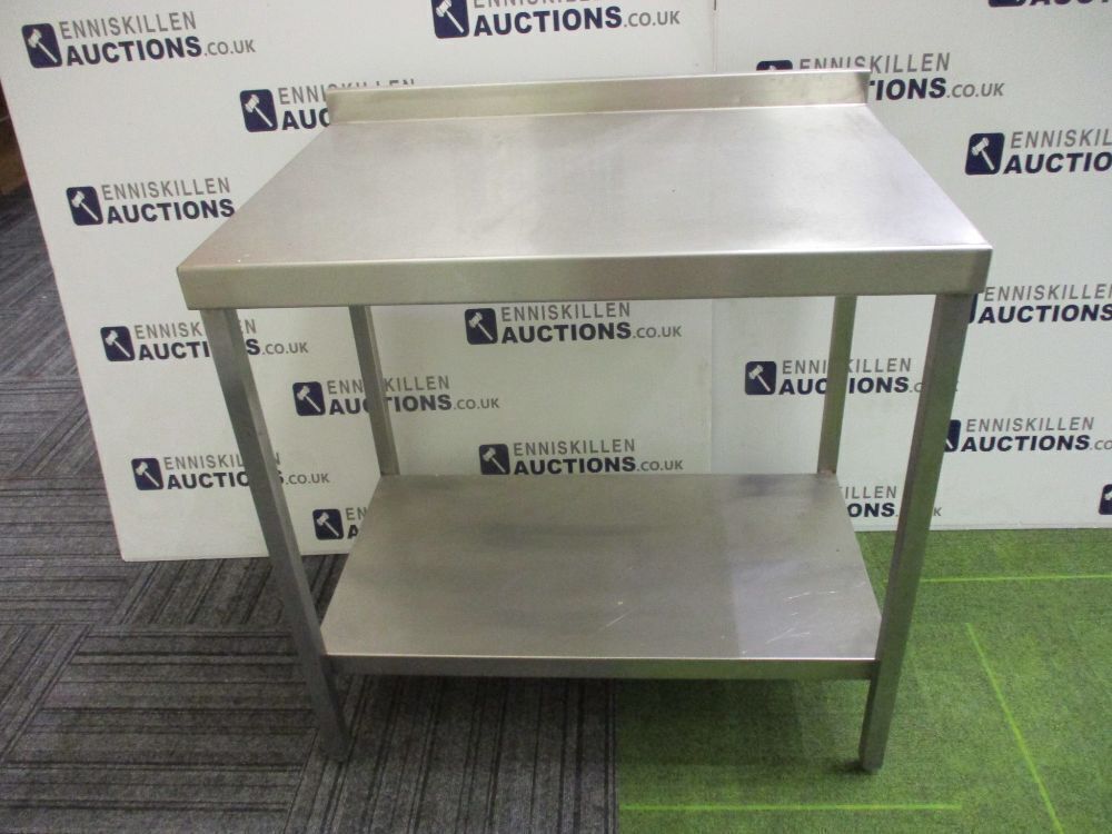 STAINLESS STEEL TABLE WITH BACK SPLASH AND UNDER SHELF Live